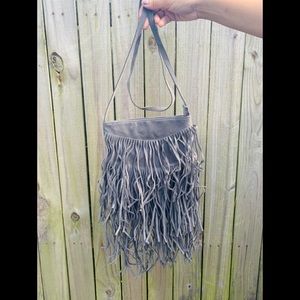 Charlotte Russe Grey fringe bag .